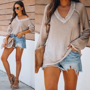 VICI Arabella V-Neck Distressed Top